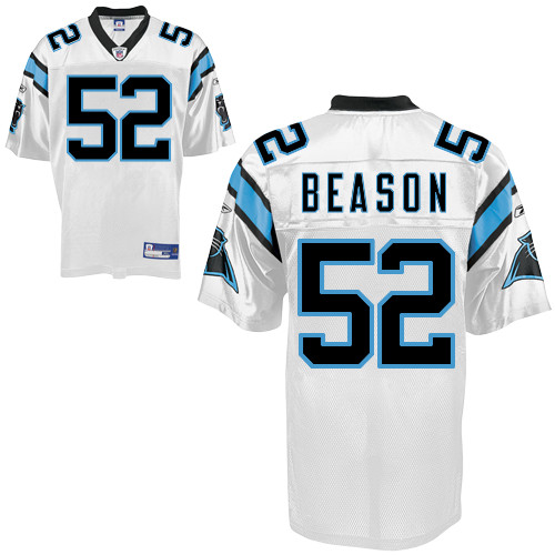 Panthers #52 Jon Beason White Stitched NFL Jersey