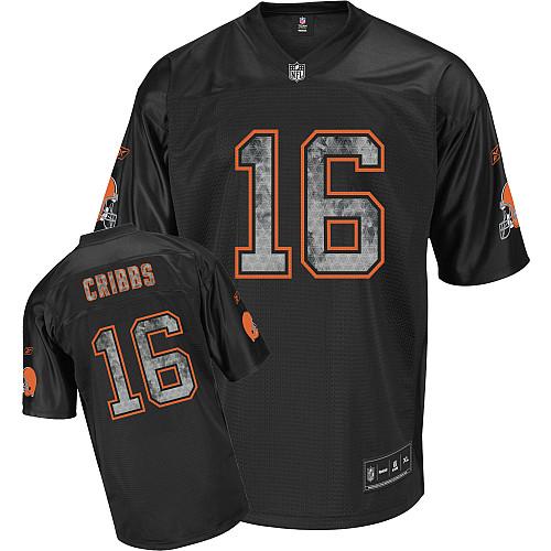 Sideline Black United Browns #16 Joshua Cribbs Black Stitched NFL Jersey