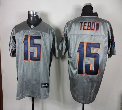 Broncos #15 Tim Tebow Grey Shadow Stitched NFL Jersey