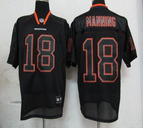 Broncos #18 Peyton Manning Lights Out Black Stitched NFL Jersey