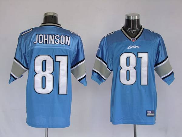 Lions #81 Calvin Johnson Blue Stitched NFL Jersey