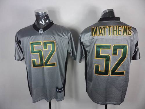 Packers #52 Clay Matthews Grey Shadow Stitched NFL Jersey