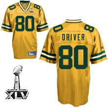 Packers #80 Donald Driver Yellow Super Bowl XLV Embroidered NFL Jersey