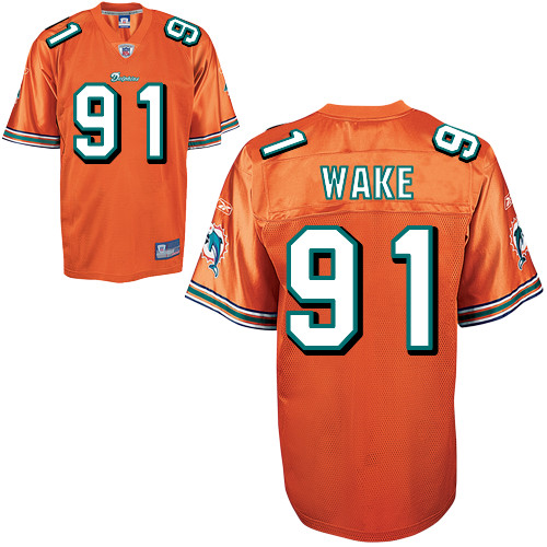 Dolphins #91 Cameron Wake Orange Stitched NFL Jersey