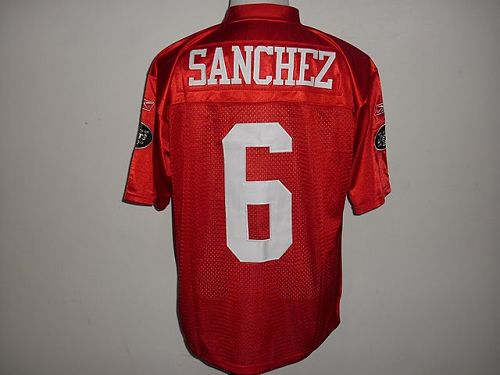 Jets #6 Mark Sanchez Red QB Practice Stitched NFL Jersey