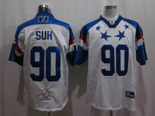 Lions #90 Ndamukong Suh 2011 White and Blue Pro Bowl Stitched NFL Jersey