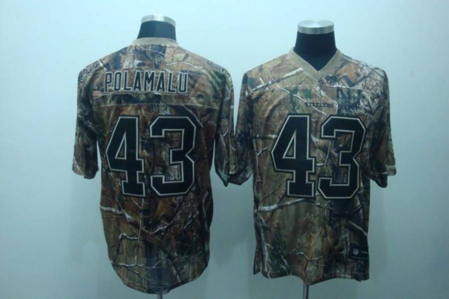 Steelers #43 Troy Polamalu Camouflage Realtree Embroidered NFL Jersey