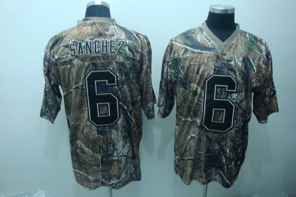 Jets #6 Mark Sanchez Camouflage Realtree Embroidered NFL Jersey