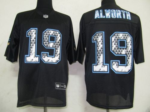 Sideline Black United Chargers #19 Lance Alworth Black Stitched NFL Jersey