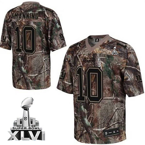 Giants #10 Eli Manning Camouflage Realtree Collection Super Bowl XLVI Embroidered NFL Jersey