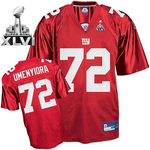 Giants #72 Osi Umenyiora Red Super Bowl XLVI Embroidered NFL Jersey