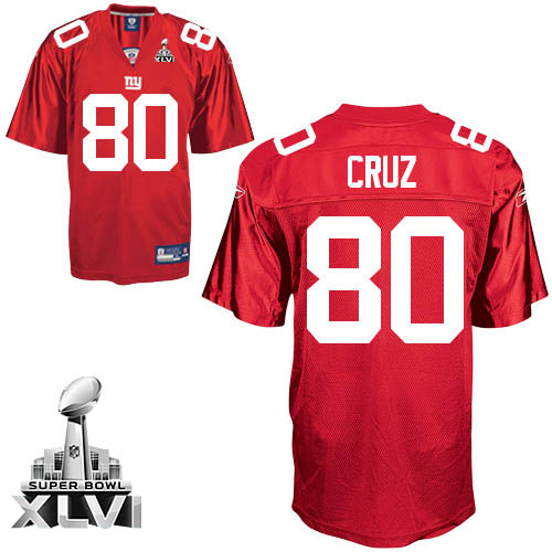 Giants #80 Victor Cruz Red Super Bowl XLVI Embroidered NFL Jersey