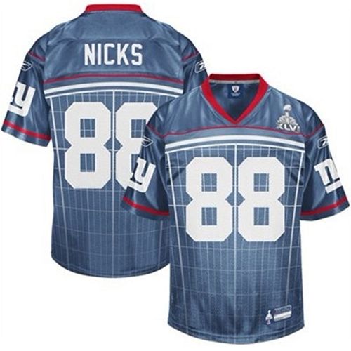 Giants #88 Hakeem Nicks Grey Super Bowl XLVI Embroidered NFL Jersey