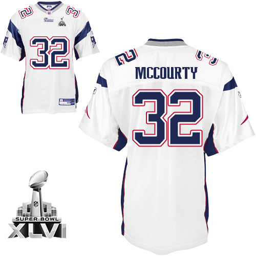 Patriots #32 Devin McCourty White Super Bowl XLVI Embroidered NFL Jersey