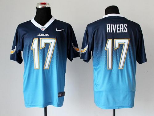 Nike Chargers #17 Philip Rivers Navy Blue/Electric Blue Men's Stitched NFL Elite Fadeaway Fashion Jersey