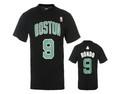 Boston Celtics #9 Rajon Rondo Black NBA T-Shirt