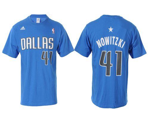 Dallas Mavericks #41 Dirk Nowitzki Sky Blue Adidas NBA T-Shirt