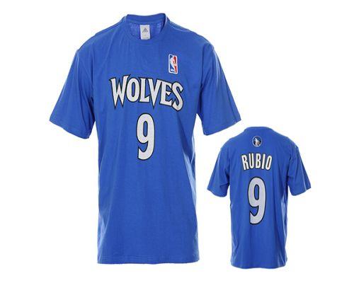 Minnesota Timberwolves #9 Ricky Rubio Blue NBA T-Shirt