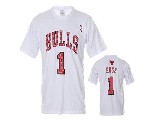 Chicago Bulls #1 Derrick Rose White NBA T-Shirt