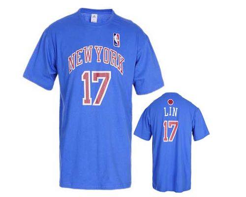 New York Knicks #17 Jeremy Lin Blue NBA T-Shirt