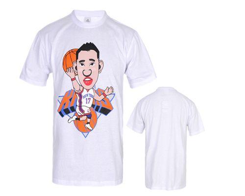 New York Knicks #17 Jeremy Lin Super Star White NBA T-Shirt