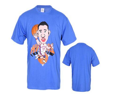 New York Knicks #17 Jeremy Lin Super Star Blue NBA T-Shirt