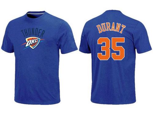 Oklahoma City Thunder #35 Kevin Durant Name and Number NBA T-Shirt Royal Blue