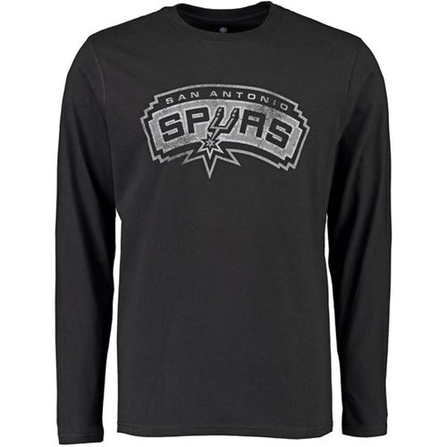 San Antonio Spurs Distressed Long Sleeves T-Shirt Black