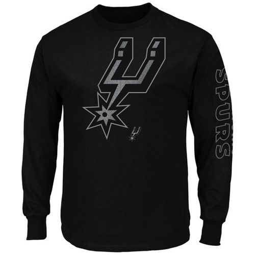 San Antonio Spurs Majestic Up and Over Long Sleeves T-Shirt Black