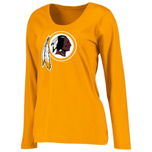 Women's Washington Commanders Pro Line Primary Team Logo Slim Fit Long Sleeve T-Shirt Yellow