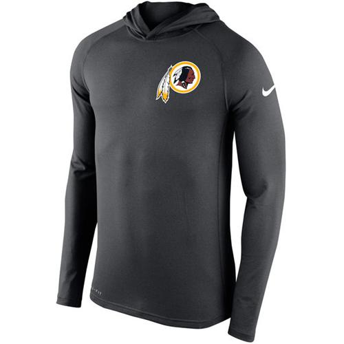 Men's Washington Commanders Nike Charcoal Stadium Touch Hooded Performance Long Sleeve T-Shirt