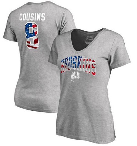 Women's Washington Commanders #8 Kirk Cousins NFL Pro Line by Fanatics Branded Banner Wave Name & Number T-Shirt Heathered Gray