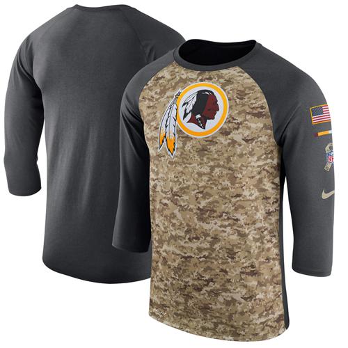 Men's Washington Commanders Nike Camo Anthracite Salute to Service Sideline Legend Performance Three-Quarter Sleeve T-Shirt