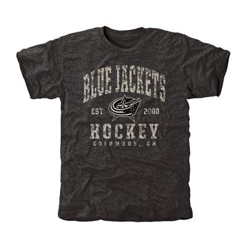 Men's Columbus Blue Jackets Black Camo Stack T-Shirt