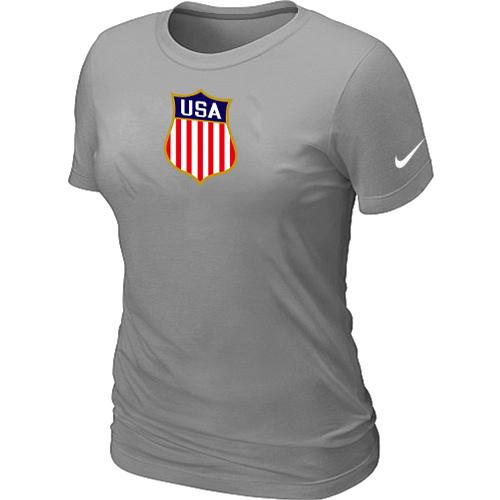 Women's Nike Team USA Hockey Winter Olympics KO Collection Locker Room T-Shirt Light Grey