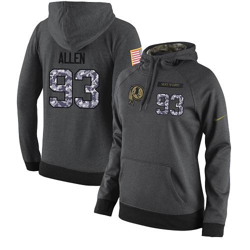 NFL Women's Nike Washington Commanders #93 Jonathan Allen Stitched Black Anthracite Salute to Service Player Performance Hoodie