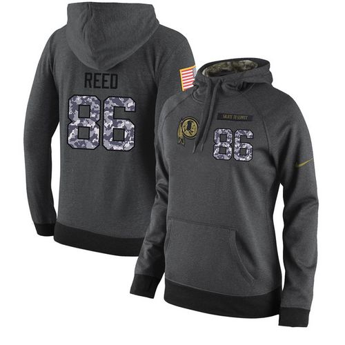 NFL Women's Nike Washington Commanders #86 Jordan Reed Stitched Black Anthracite Salute to Service Player Performance Hoodie