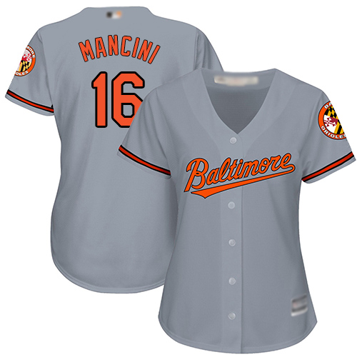 Orioles #16 Trey Mancini Grey Road Women's Stitched MLB Jersey