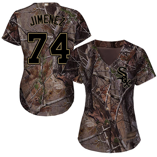 White Sox #74 Eloy Jimenez Camo Realtree Collection Cool Base Women's Stitched MLB Jersey