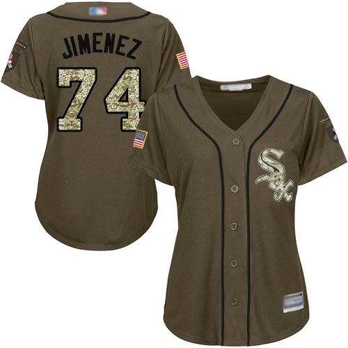 White Sox #74 Eloy Jimenez Green Salute to Service Women's Stitched MLB Jersey