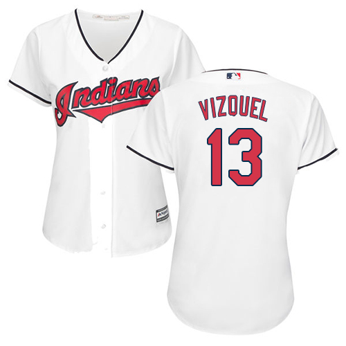 Guardians #13 Omar Vizquel White Home Women's Stitched MLB Jersey