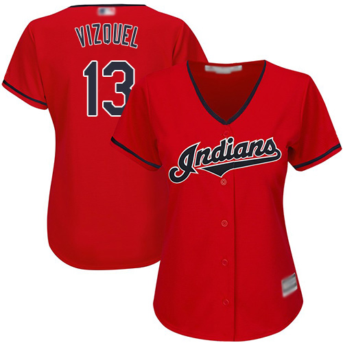 Guardians #13 Omar Vizquel Red Women's Stitched MLB Jersey