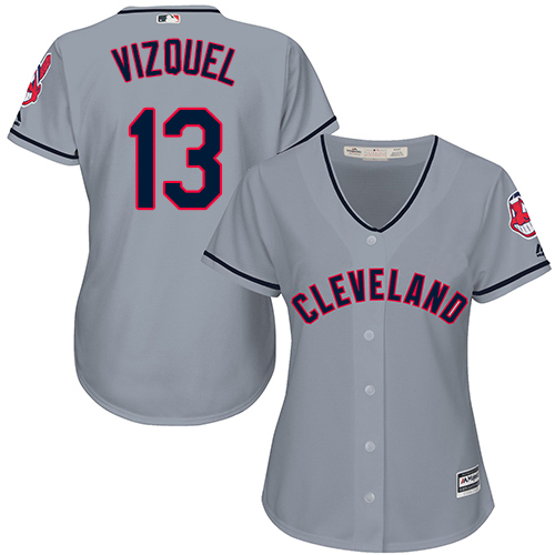 Guardians #13 Omar Vizquel Grey Road Women's Stitched MLB Jersey