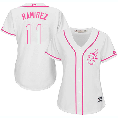 Guardians #11 Jose Ramirez White/Pink Fashion Women's Stitched MLB Jersey