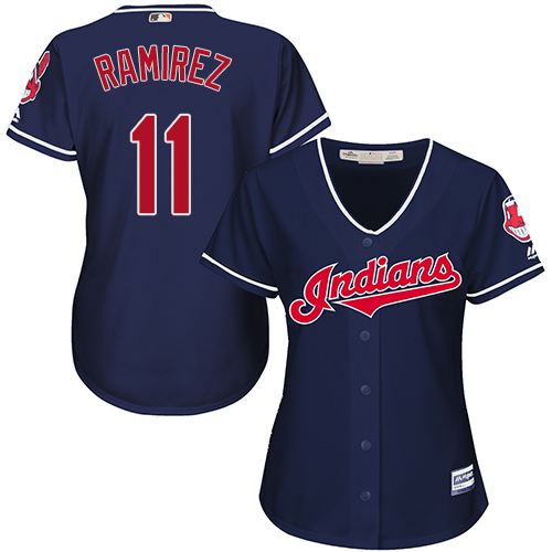 Guardians #11 Jose Ramirez Navy Blue Alternate Women's Stitched MLB Jersey