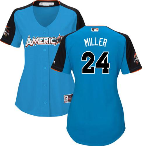 Guardians #24 Andrew Miller Blue 2017 All-Star American League Women's Stitched MLB Jersey