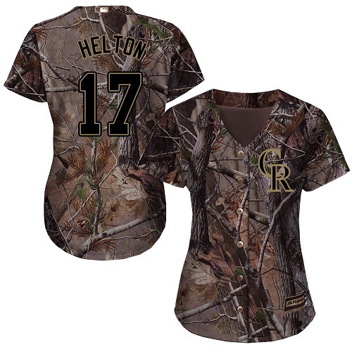 Rockies #17 Todd Helton Camo Realtree Collection Cool Base Women's Stitched MLB Jersey