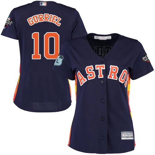 Astros #10 Yuli Gurriel Navy Blue Alternate 2019 World Series Bound Women's Stitched MLB Jersey