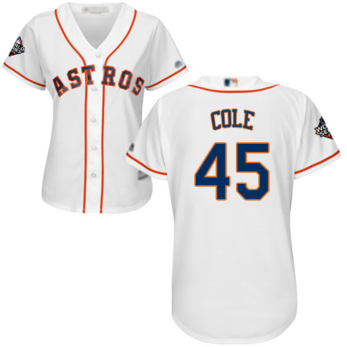 Astros #45 Gerrit Cole White Home 2019 World Series Bound Women's Stitched MLB Jersey