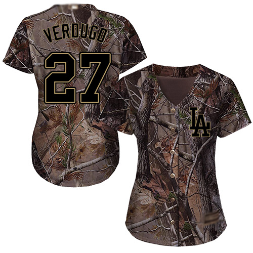 Dodgers #27 Alex Verdugo Camo Realtree Collection Cool Base Women's Stitched MLB Jersey